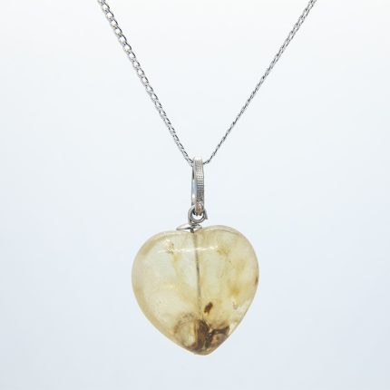 Dumanlı Kuvarts Doğal Taş Kalp Kolye