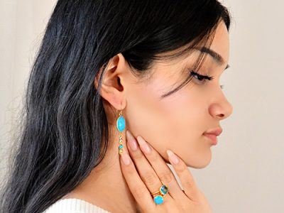 Turkuaz Yüzük ve küpe