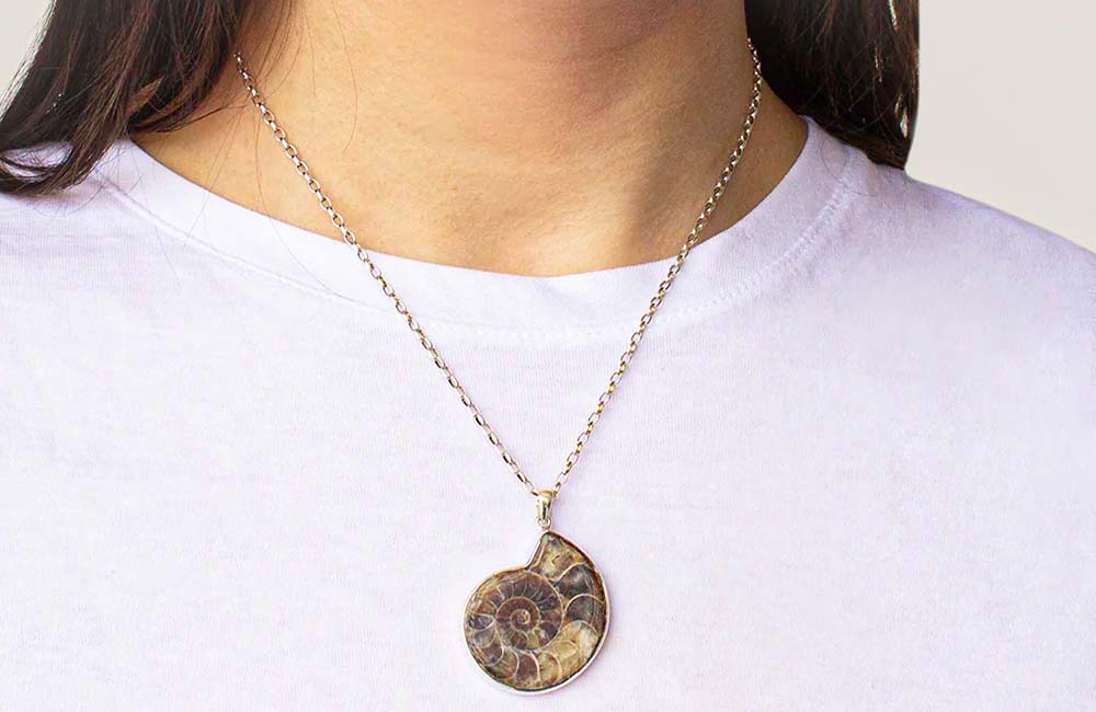Altın kaplamalı ammonit kolye